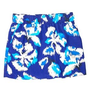 LOFT Silk Abstract Floral Skirt Pockets Elastic M